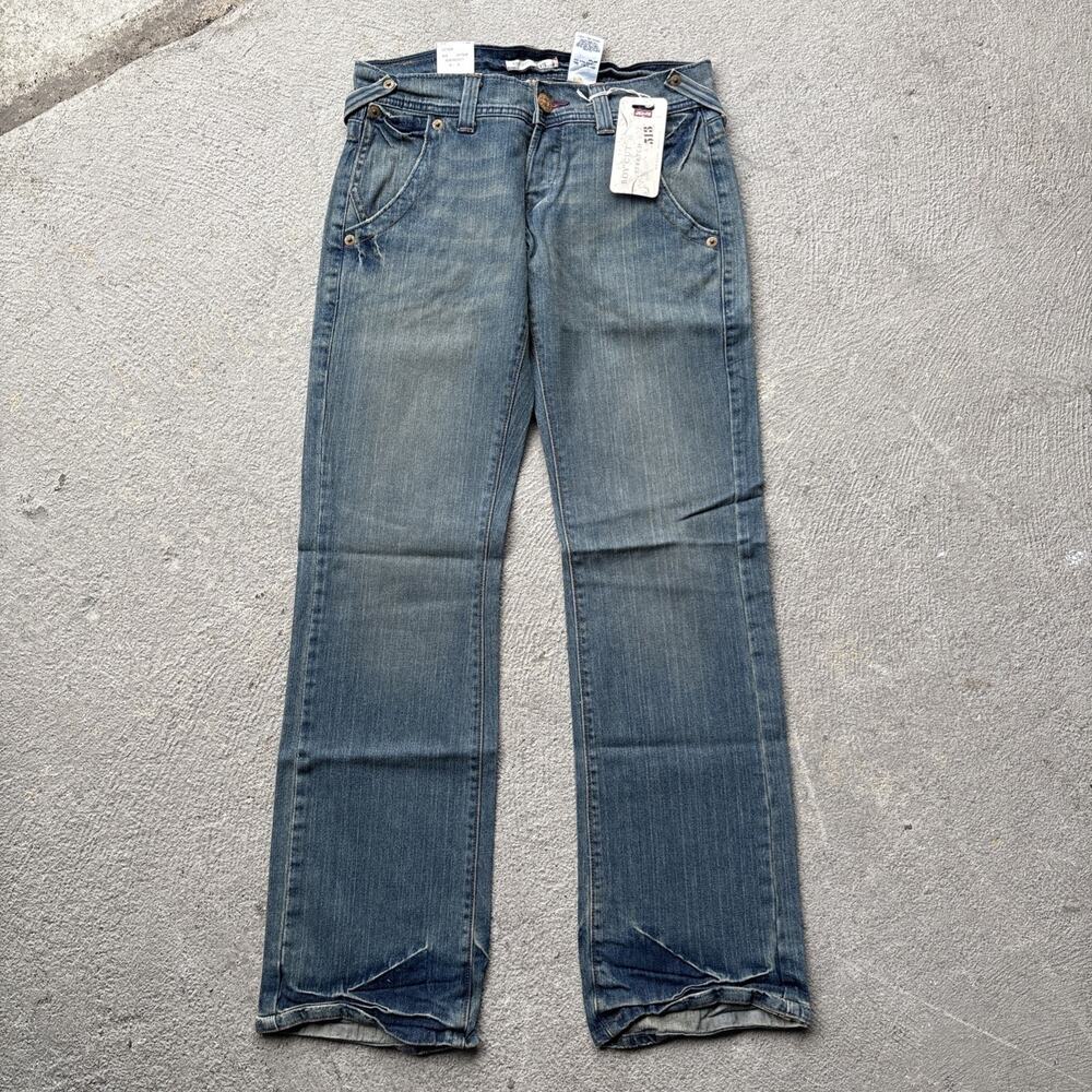 Vintage Levis 513 Boy Cut Jeans Womens 1 Long NWT Y2K Low Rise Stretch Denim 1L